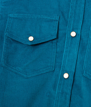 Tonton et Fils - La chemise Homme «Jimmy» velours Bleu azur fabriquée en France - Vue sur une des poches avant