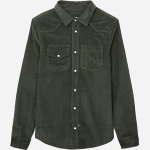 Tonton et Fils - La chemise Homme «Jimmy» velours Olive fabriquée en France - Vue générale