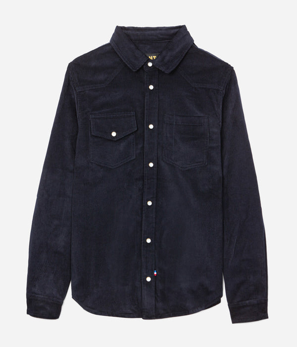 Tonton et Fils - La chemise Homme «Jimmy» velours Marine fabriquée en France - Vue générale