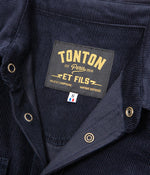 Tonton et Fils - La chemise Homme «Jimmy» velours Marine fabriquée en France - Vue sur l'étiquette intérieure
