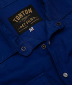 Tonton et Fils - La chemise «Jimmy» twill bleu royal - Fabriquée en France - Zoom sur le col et l'étiquette
