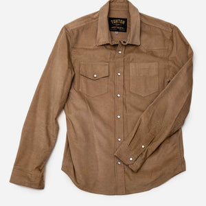 Tonton et Fils - La chemise «Jimmy» twill velours beige - Fabriquée en France - Vue générale