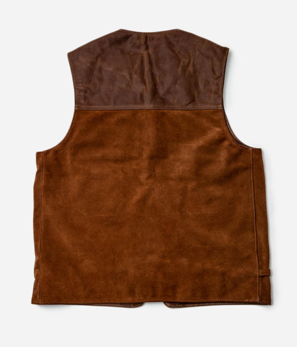Tonton et Fils - Le gilet homme «Gaston» en peau brun fauve fabriqué en France - Vue de dos