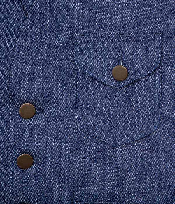 Tonton et Fils - Le gilet homme «Raoul» indigo fabriqué en France - Vue sur la poche poitrine