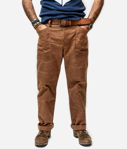 Le pantalon «Arsène» canvas waxé camel 500g