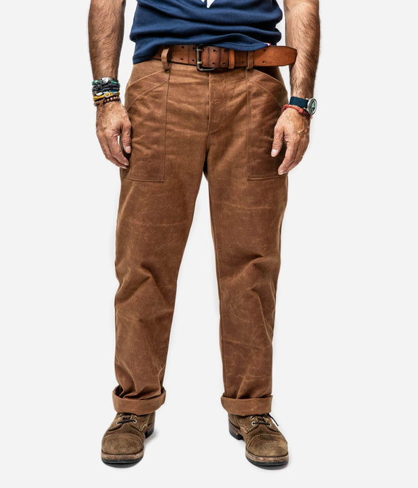 Tonton et Fils - Le pantalon homme « Arsène » canvas waxé camel 500g - Fabriqué en France - Vue de devant