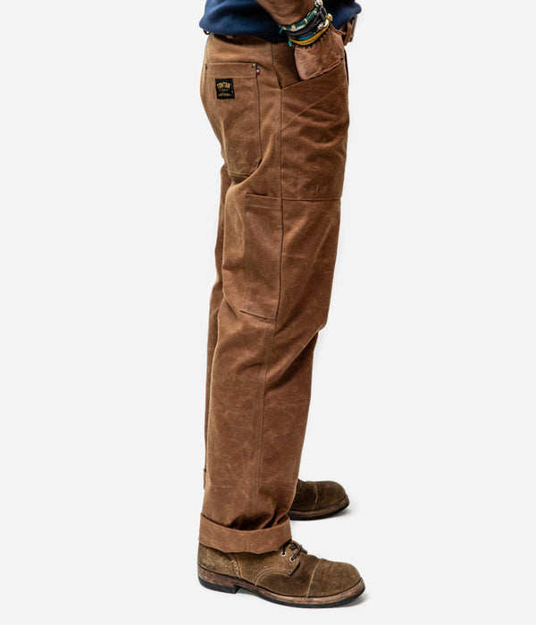 Tonton et Fils - Le pantalon homme « Arsène » canvas waxé camel 500g - Fabriqué en France - Vue de côté