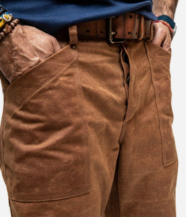 Tonton et Fils - Le pantalon homme « Arsène » canvas waxé camel 500g - Fabriqué en France - Vue poche avant