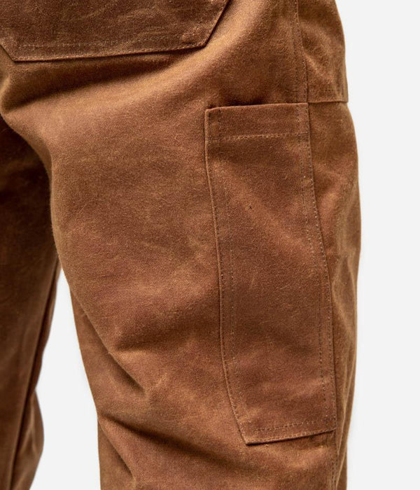Tonton et Fils - Le pantalon homme « Arsène » canvas waxé camel 500g - Fabriqué en France - Vue arrière jambe