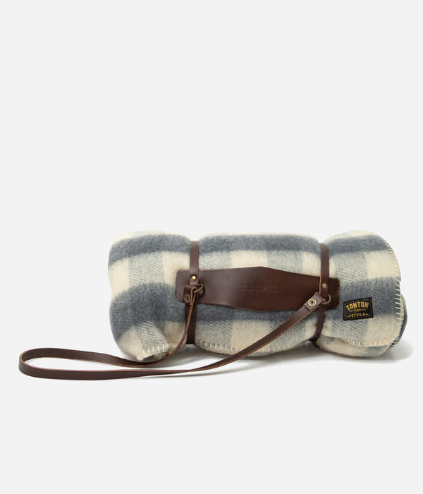 Tonton et Fils - Plaid de voyage avec étui de portage en cuir fabriqué en France - Vue du produit