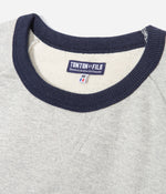Tonton et Fils - Le sweat-shirt «Cerdan» bicolore Grtis chiné / Marine fabriqué en France - Vue sur l'encolure