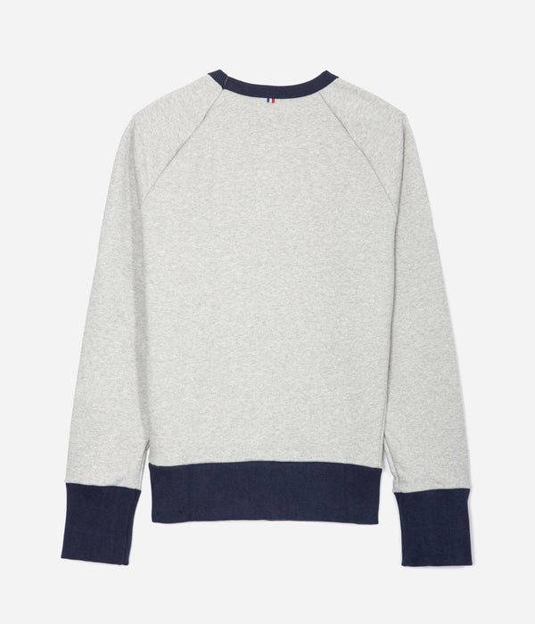 Tonton et Fils - Le sweat-shirt «Cerdan» bicolore Grtis chiné / Marine fabriqué en France - Vue de dos