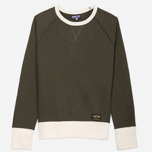 Tonton et Fils - Le sweat-shirt Homme «Cerdan» bicolore Kaki / Écru fabriqué en France - Vue générale