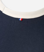 Tonton et Fils - Le sweat-shirt Homme «Cerdan» bicolore Marine / Écru fabriqué en France - Vue sur l'arrière de l'encolure