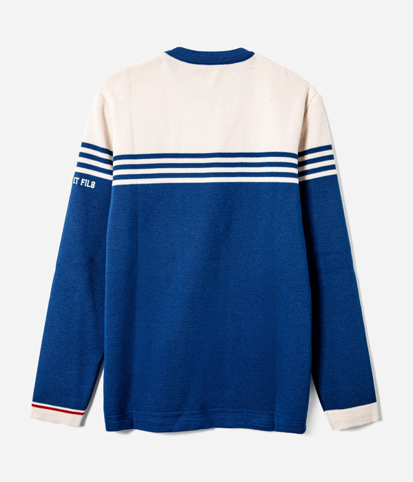 Tonton et Fils - Le pull Ouessant - Bleu France écru - Tricoté en France - Vue générale de dos