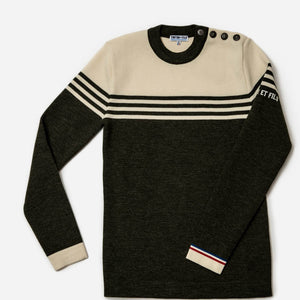 Tonton et Fils - Le pull Ouessant - Kaki écru - Tricoté en France - Vue générale