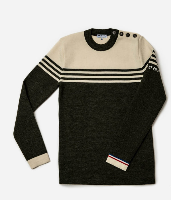 Tonton et Fils - Le pull Ouessant - Kaki écru - Tricoté en France - Vue générale