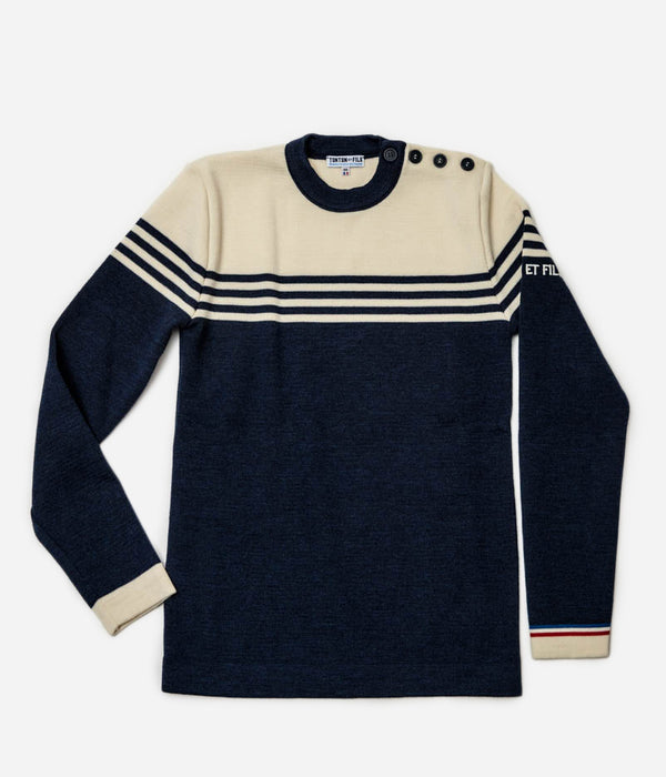 Tonton et Fils - Le pull Ouessant - Marine écru - Tricoté en France - Vue générale