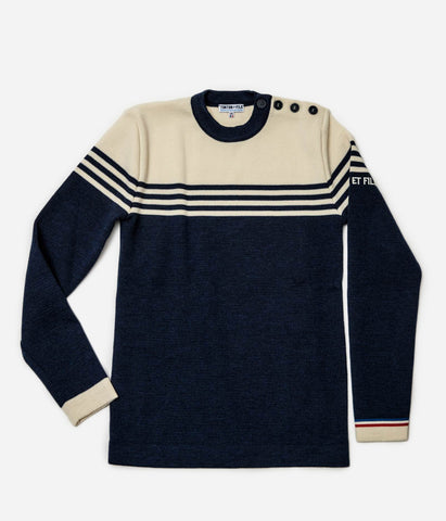 Le pull «Ouessant» marine écru