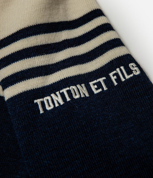 Tonton et Fils - Le pull Ouessant - Marine écru - Tricoté en France - Zoom sur la broderie
