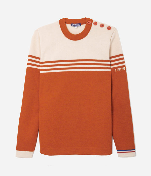 Tonton et Fils - Le pull Ouessant - Orange écru - Tricoté en France - Vue générale