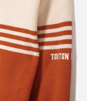 Tonton et Fils - Le pull Ouessant - Orange écru - Tricoté en France - Vue sur une manche