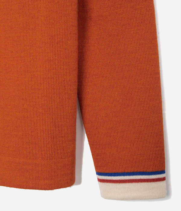 Tonton et Fils - Le pull Ouessant - Orange écru - Tricoté en France - Vue sur un poignet
