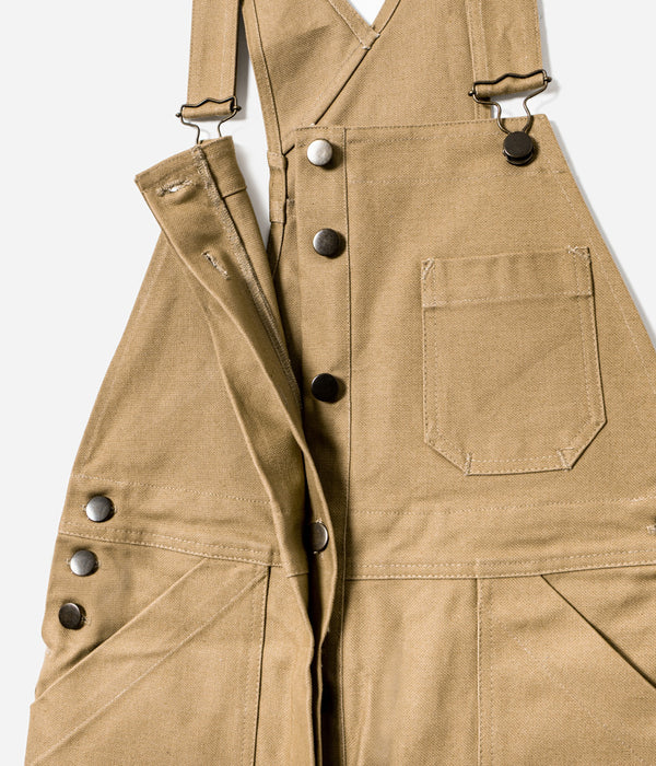 Tonton et Fils - Salopette femme «Billie» Tan de l'Ouvrière Moderne - Fabriquée en France - Vue boutonnière centrale