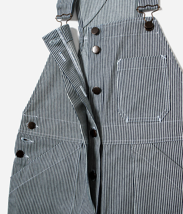 Tonton et Fils - Salopette femme «Billie» Denim Hickory bleu de l'Ouvrière Moderne - Fabriquée en France - Vue sur la boutonnière centrale