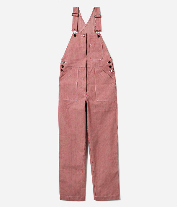 Tonton et Fils - Salopette femme «Billie» Denim Hickory rouge de l'Ouvrière Moderne - Fabriquée en France - Vue générale