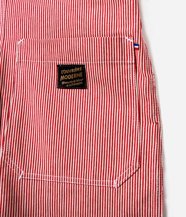 Tonton et Fils - Salopette femme «Billie» Denim Hickory rouge de l'Ouvrière Moderne - Fabriquée en France - Vue sur la poche arrière