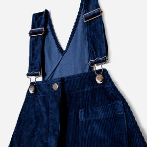 Tonton et Fils - Salopette femme «Billie» Velours côtelé bleu royal de l'Ouvrière Moderne - Fabriquée en France - Vue sur les bretelles