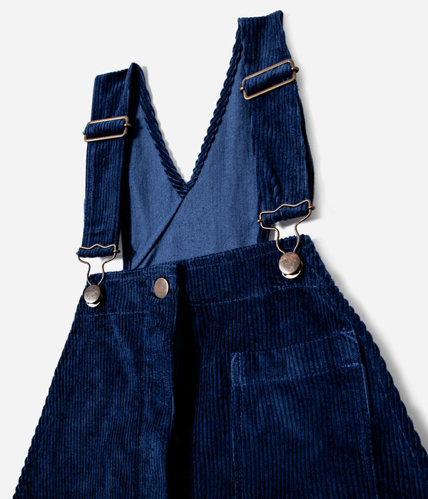 Tonton et Fils - Salopette femme «Billie» Velours côtelé bleu royal de l'Ouvrière Moderne - Fabriquée en France - Vue sur les bretelles