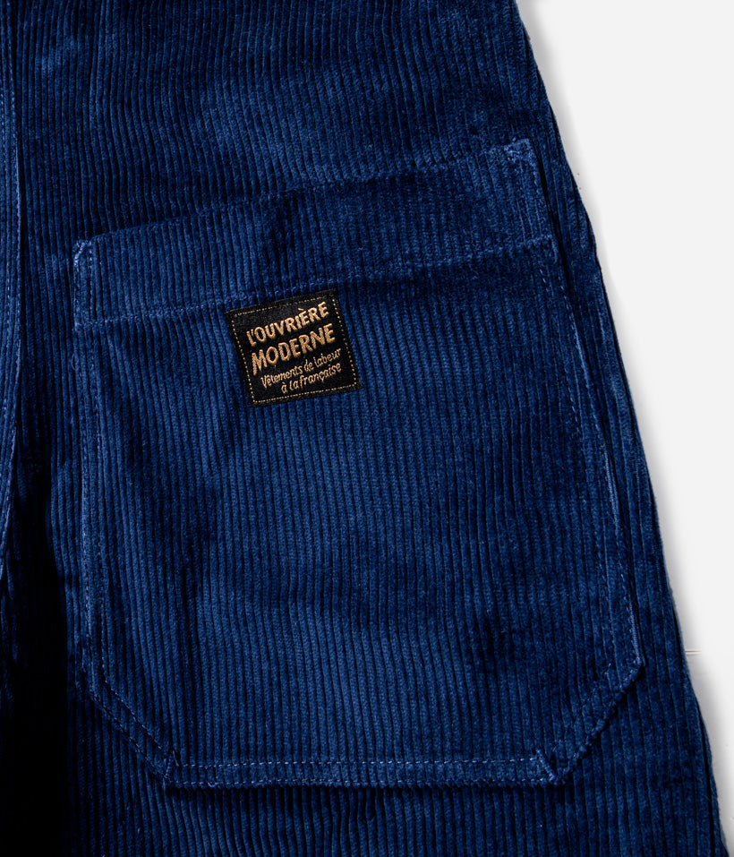 Tonton et Fils - Salopette femme «Billie» Velours côtelé bleu royal de l'Ouvrière Moderne - Fabriquée en France - Vue sur la poche arrière