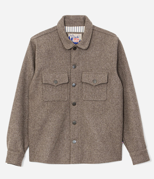 Tonton et Fils - La sur-chemise homme «Émile» laine vierge marron - Fabriquée en France - Vue générale