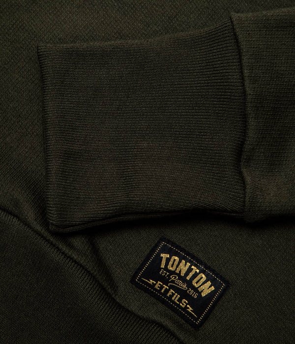 Tonton et Fils - Le sweat-shirt "Cerdan" kaki - Fabriqué en France - Zoom sur les poignets