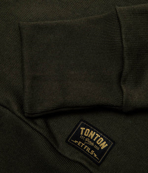Tonton et Fils - Le sweat-shirt "Cerdan" kaki - Fabriqué en France - Zoom sur les poignets