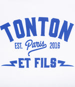 Tonton et Fils - Le tee-shirt homme manches courtes «Tonton» blanc et bleu royal - Fabriqué en France - Vue sur le logo