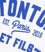 Tonton et Fils - Le tee-shirt homme manches courtes «Tonton» blanc et bleu royal - Fabriqué en France - Zoom sur le logo