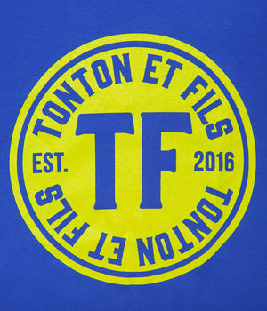 Tonton et Fils - Le tee-shirt homme manches courtes «Logo» bleu royal et rouille - Fabriqué en France - Vue sur le logo