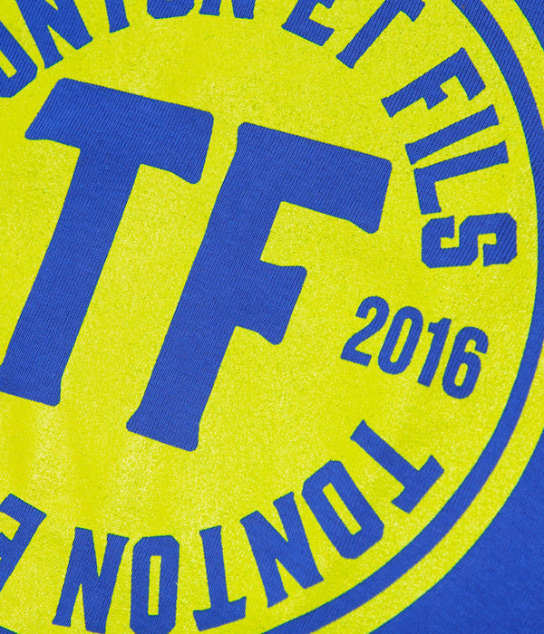 Tonton et Fils - Le tee-shirt homme manches courtes «Logo» bleu royal et rouille - Fabriqué en France - Zoom sur le logo