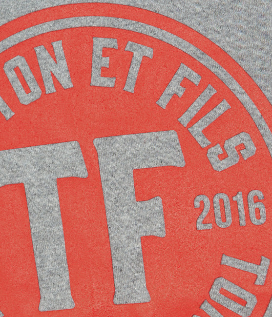 Tonton et Fils - Le tee-shirt manches courtes homme «Logo» gris chiné et marine - Fabriqué en France - Zoom sur le logo