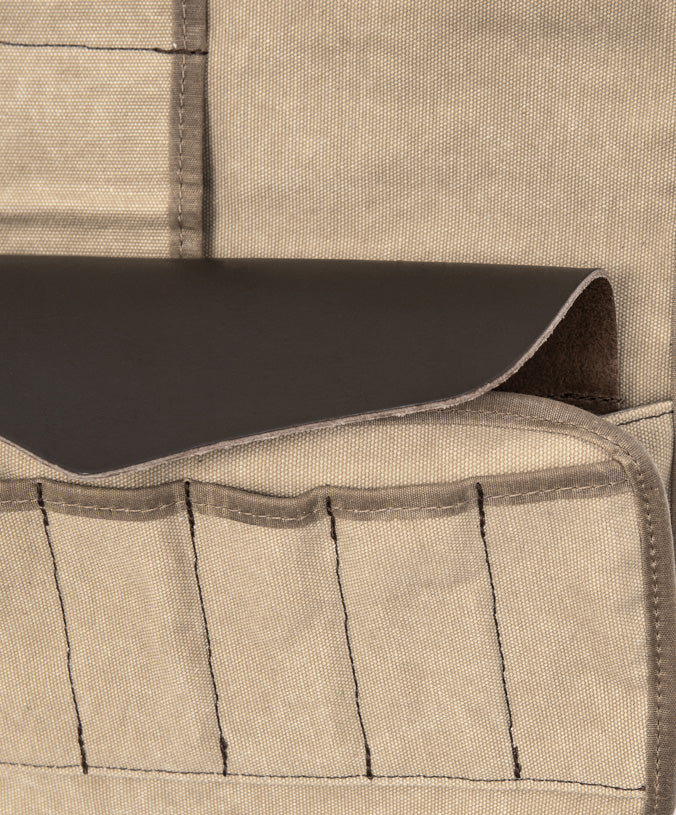 Tonton et Fils - La trousse à outils « Roll up » Canvas stonewashed beige fabriquée en France - Zoom sur l'intérieur