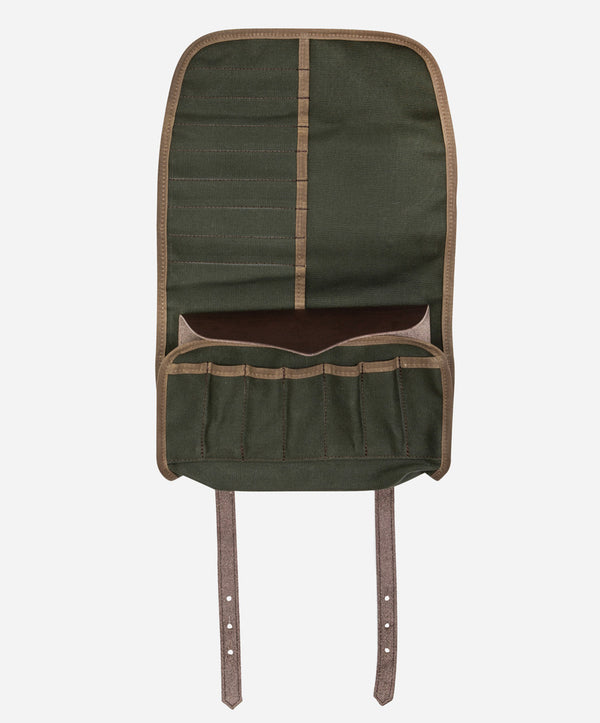 Tonton et Fils - La trousse à outils « Roll up » Canvas waxé Kaki fabriquée en France - Vue intérieure