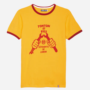 Tonton et Fils - Le tee-shirt homme «Vêtement de Labeur» Jaune et Rouge fabriqué en France - Vue générale