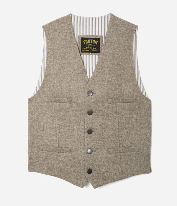 Tonton et Fils - Le veston homme «Auguste» laine naturelle écrue - Fabriqué en France - Vue générale