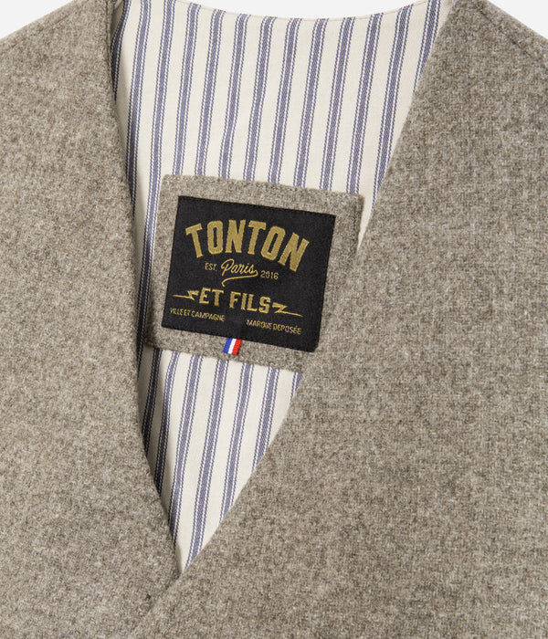 Tonton et Fils - Le veston homme «Auguste» laine naturelle écrue - Fabriqué en France - Vue sur l'encolure