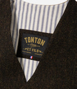 Tonton et Fils - Le veston homme «Auguste» tweed brun dos kaki clair - Fabriqué en France - Vue sur l'encolure