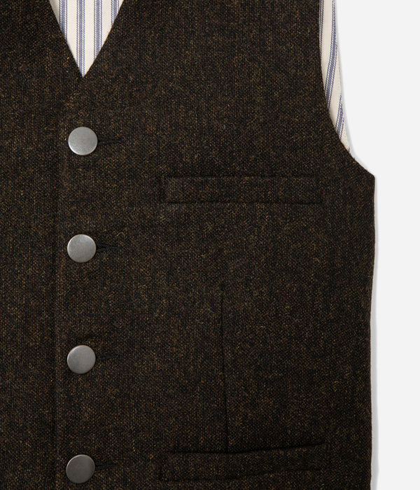 Tonton et Fils - Le veston homme «Auguste» tweed brun dos kaki clair - Fabriqué en France - Vue sur l'emmenchure