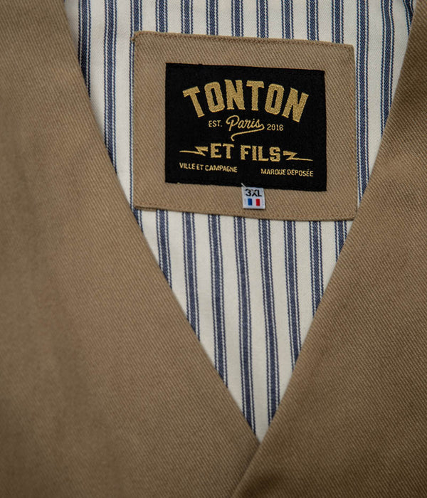 Tonton et Fils - Le veston Gustave - Kaki clair - Zoom sur l'encolure